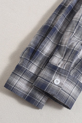 Zip-Up Plaid Shacket with Drawstring Waist