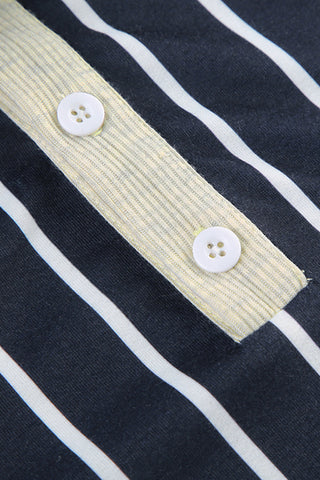 Striped Long-Sleeve Polo Top