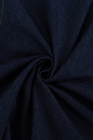 Button-Down Puff Sleeve Denim Dress