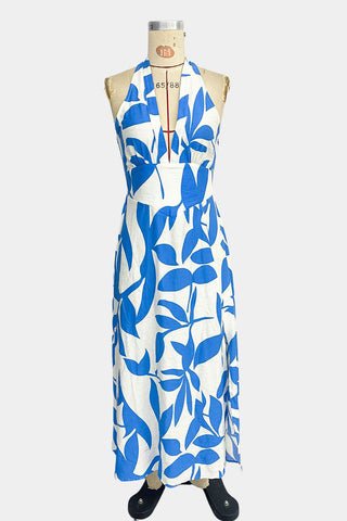 Halter Neck Printed Midi Dress