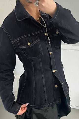 Structured Button-Down Denim Jacket