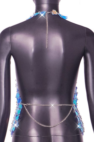 Iridescent Sequin Halter Tank Top