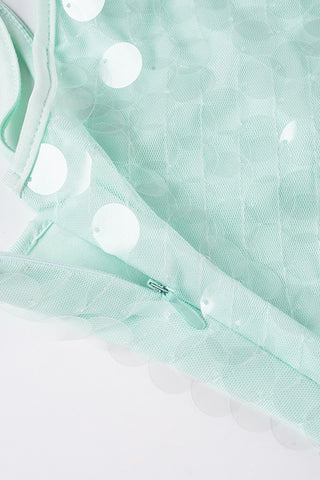 Sequined Overlay Evening Dress