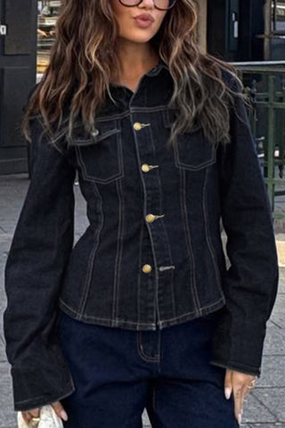 Structured Button-Down Denim Jacket