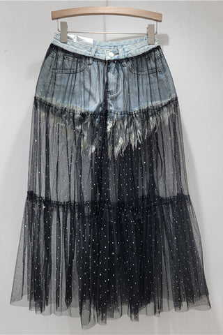 Layered Skirt with Sheer Overlay