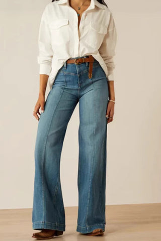 High-Waisted Straight-Leg Jeans