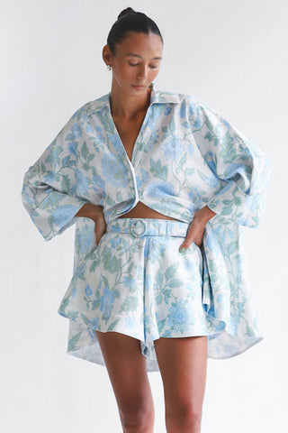 Floral Pattern Short Set with Belt