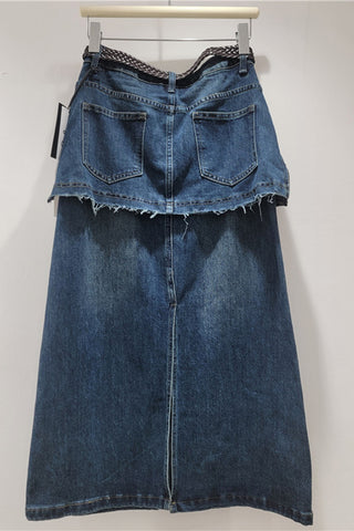 Trendy Layered Denim Skirt
