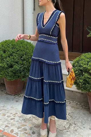 Tiered Sleeveless Midi Dress