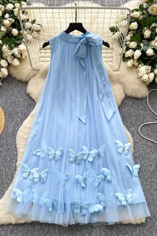 Butterfly Embellished Sleeveless Dress