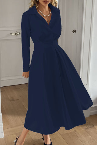 Long-Sleeve Midi Casual Dress
