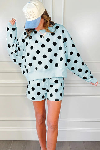 Polka Dot Drawstring Shorts Set
