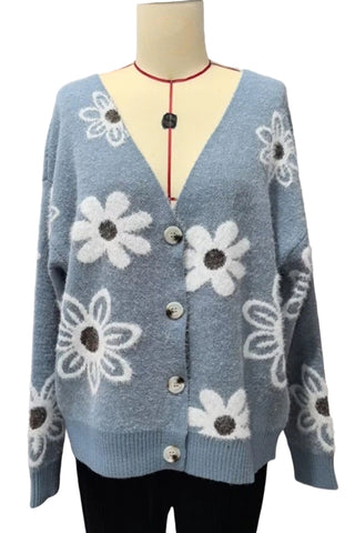 Floral Pattern Button Cardigan