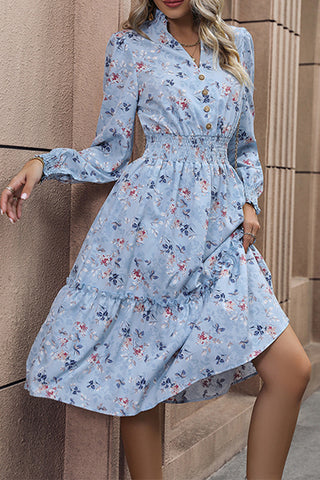 Floral Long-Sleeve Casual Dress
