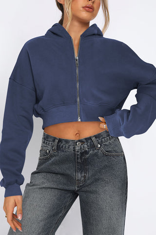 Cropped Zip-Up Hoodie