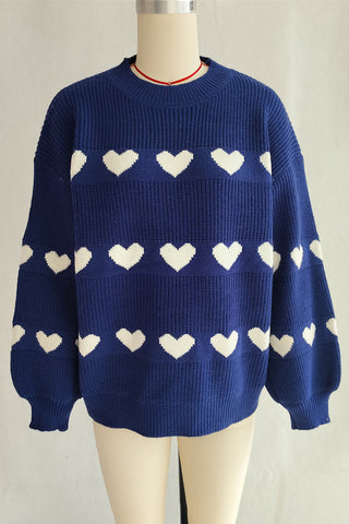 Cozy Heart Pattern Knit Sweater