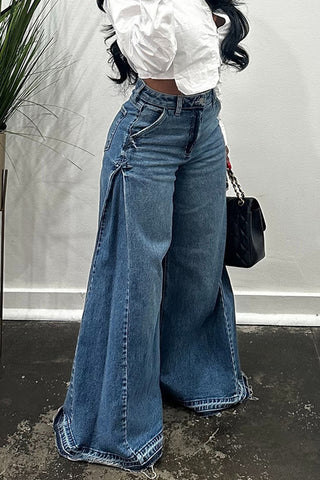 Wide-Leg High-Waist Casual Pants
