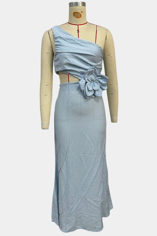 One-Shoulder Flower Detail Dress