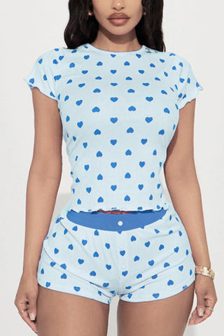 Heart Print Loungewear Set