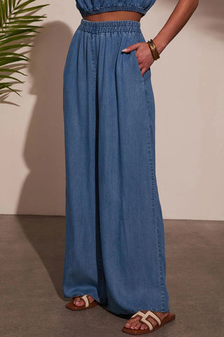 Sleeveless Elastic Waist Pants Set