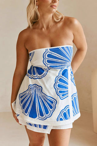 Strapless Shell Printed Two-Piece Set