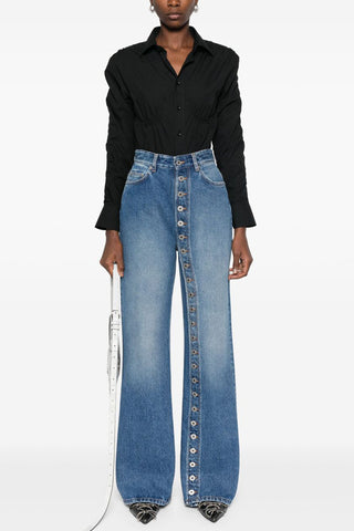 Button-Front Denim Jeans