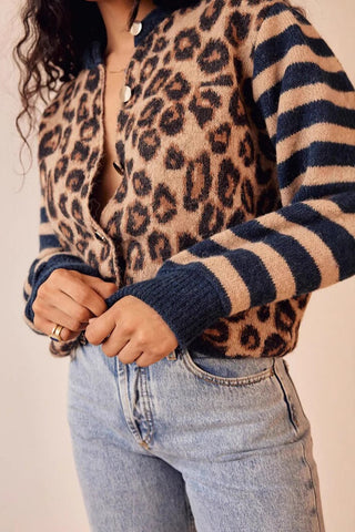 Leopard Print Button-Front Cardigan