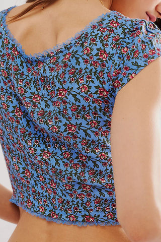 Floral Lace Trim Sleeveless Blouse