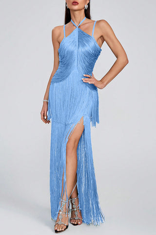 Fringe Layered Evening Dress