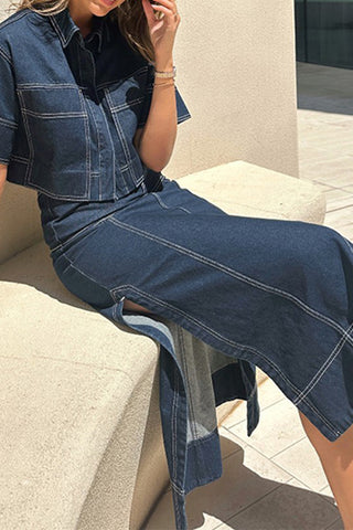 Two-Piece Button-Up Skirt Set