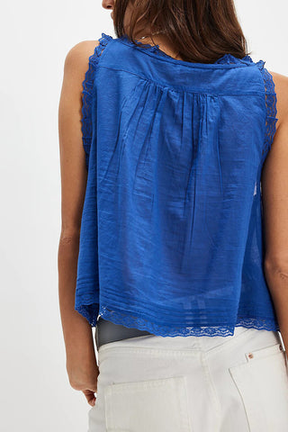 Lace-Trimmed Button-Front Tank
