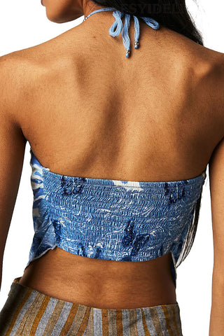 Abstract Print Strapless Tank Top