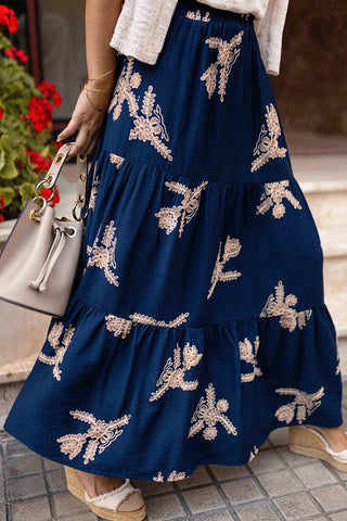 Tiered Floral Maxi Skirt