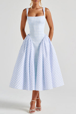 Gingham Sundress with Square Neckline
