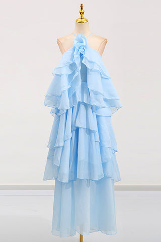 Layered Ruffle Halter Dress