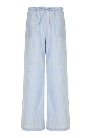 Gingham Drawstring Wide-Leg Pants