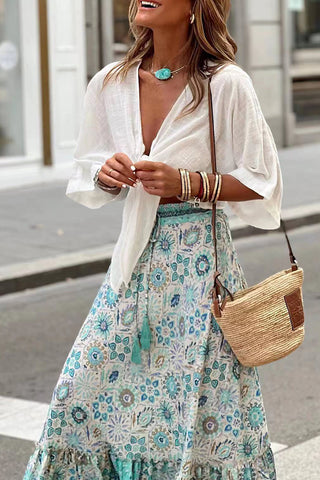 Patterned Patchwork Maxi Skirt