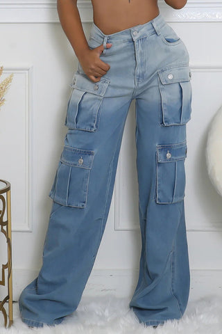 Wide-Leg Cargo Casual Pants
