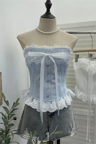 Lace Trim Corset Tank Top