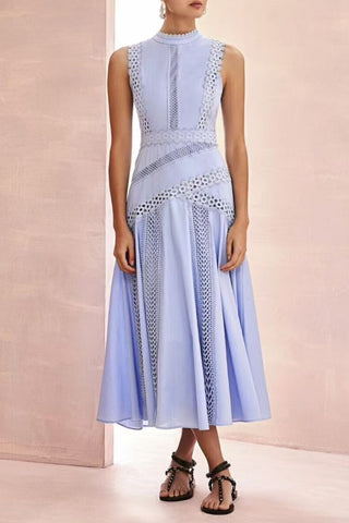 Elegant Lace Trim Vacation Dress