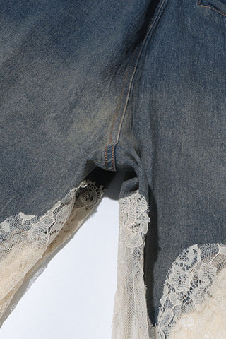 Lace-Trim Denim Short