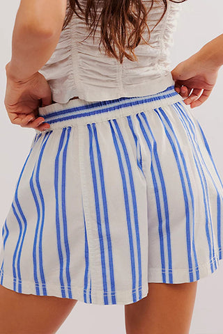 Striped Elastic Waist Casual Shorts