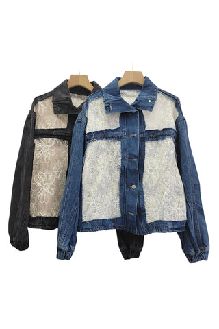 Lace-Panel Denim Jacket