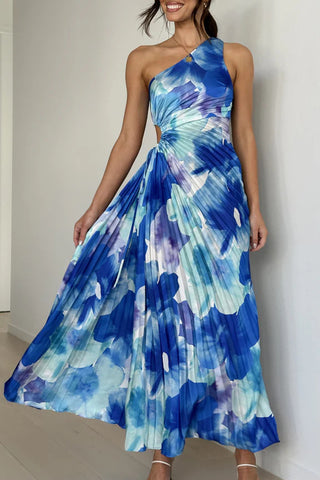 One-Shoulder Asymmetrical Pleated Dress