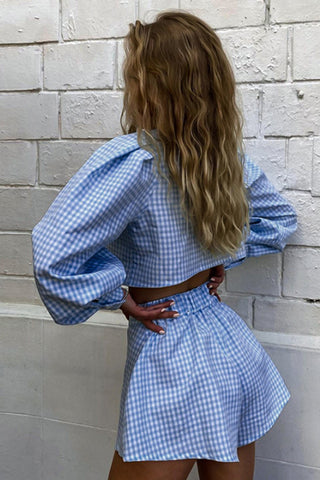 Pink Plaid Puff Sleeve Set