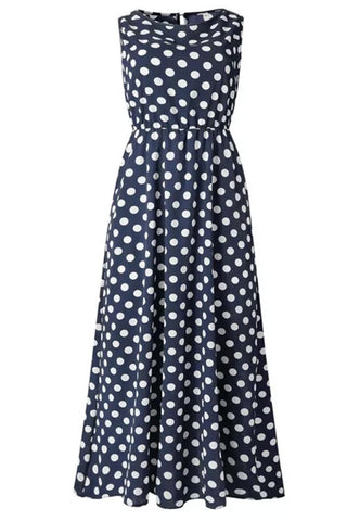 Sleeveless Polka Dot Casual Dress