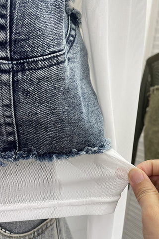 Distressed Layered Denim Blouse