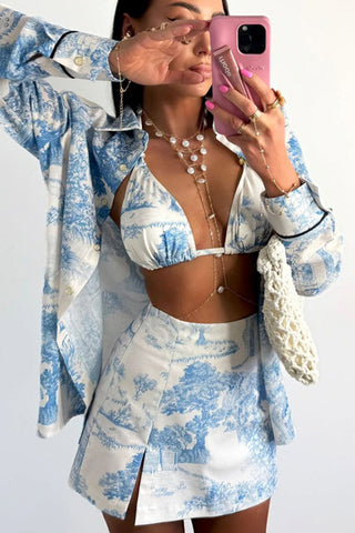 Printed Three-Piece Skirt Set