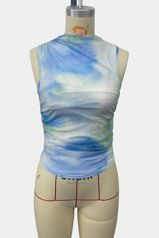 High-Neck Tie-Dye Tank Top