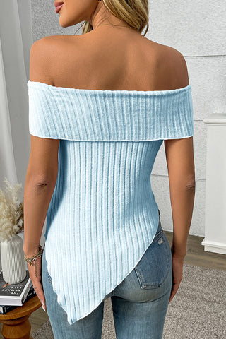 Off-Shoulder Ribbed T-Shirt